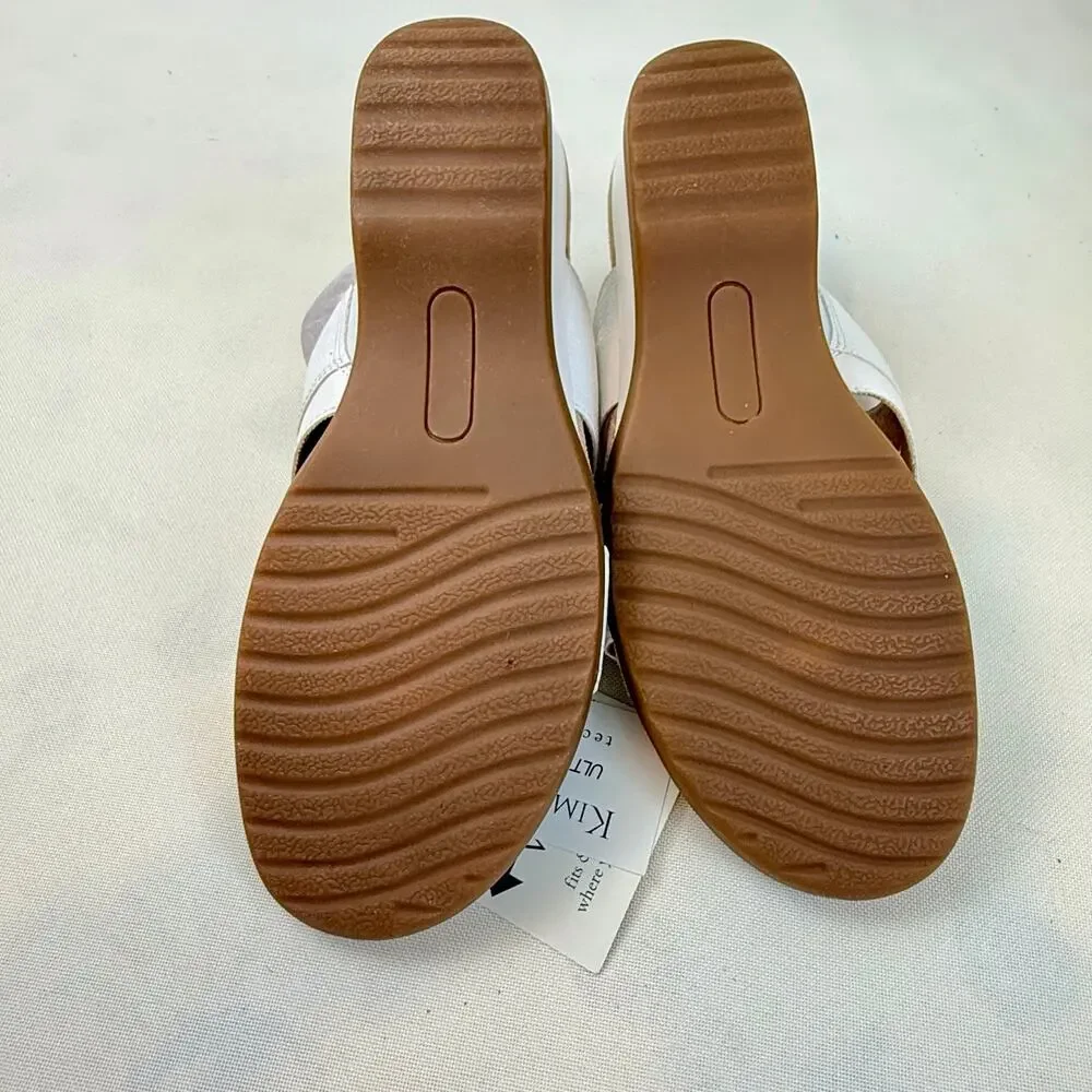 NIB Kim Roger’s Krystal White Slip On Ultra Comfort Wedge Sandals 8M Man Made - Picture 11 of 16
